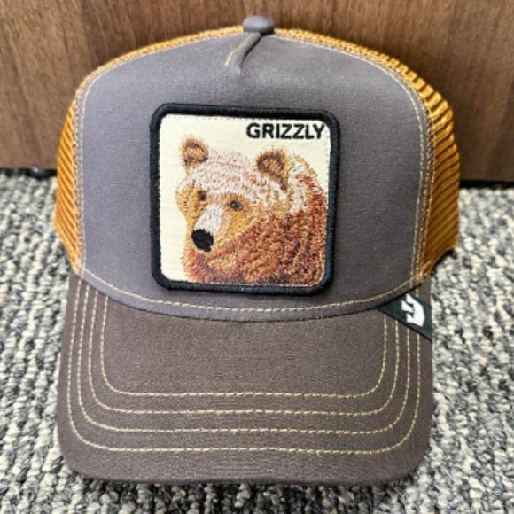 Goorin Animal Farm Trucker Baseball Snapback Hat Cap Grizzly Bear Brown Grizz